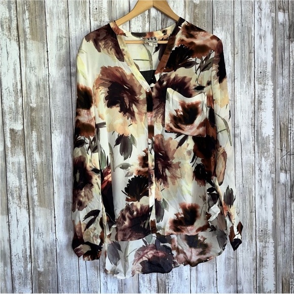 Haute Hippie Tops - Haute Hippie Silk Floral High Low Button Up